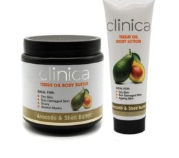 Clinica Tissue Oil Body Butter plus Body Lotion Avocado and Shea Butter