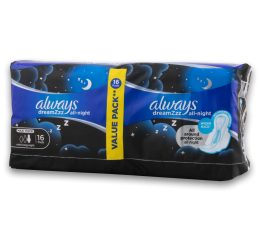 Always Maxi Thick Sanitary Pads with Wings Night Flow Value Pack - 16 Pack