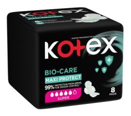 Kotex Bio-care Maxi Protect Pads Super 8